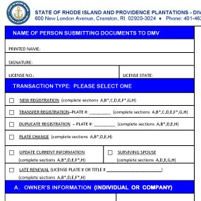 RI DMV Paper Form