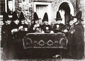 Witches drinking tea.