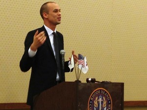 Rod Snyder, President of Young Democrats of America, addresses Northeast regional conference in Providence.