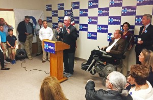 RI Democratic Party Chair Joe McNamara kicks off the Hillary Clinton Rally