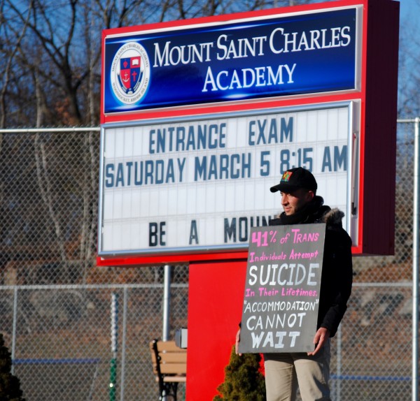 2016-03-05 Mt St Charles trans exclusion policy protest 009