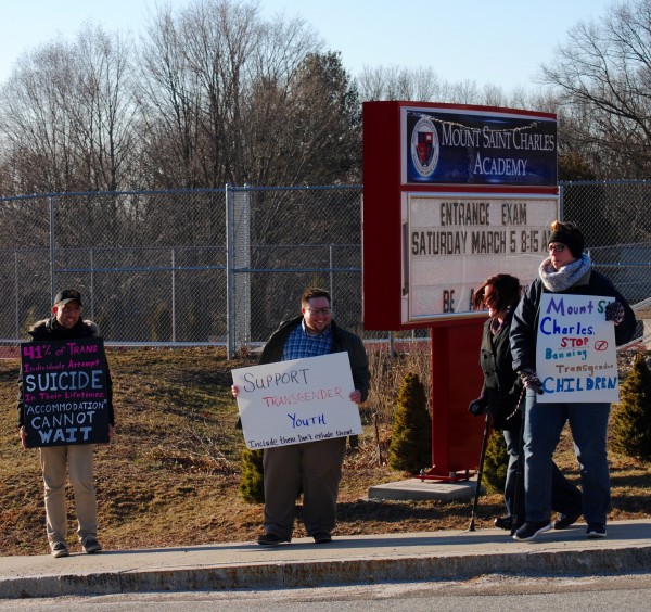 2016-03-05 Mt St Charles trans exclusion policy protest 012