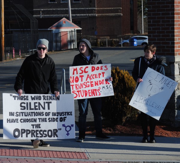 2016-03-05 Mt St Charles trans exclusion policy protest 013