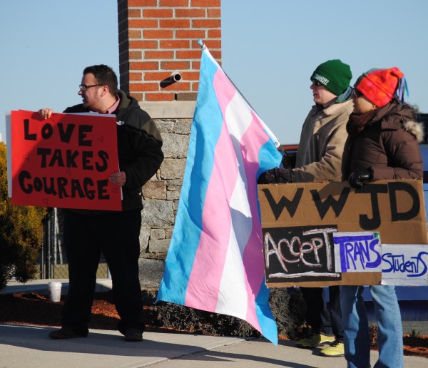 2016-03-05 Mt St Charles trans exclusion policy protest 018