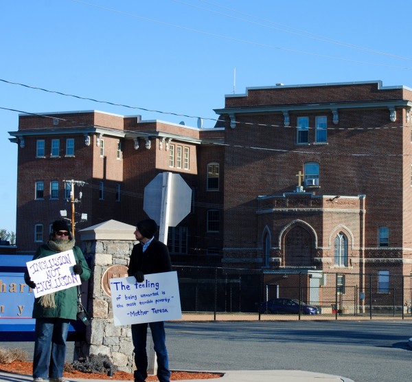 2016-03-05 Mt St Charles trans exclusion policy protest 022