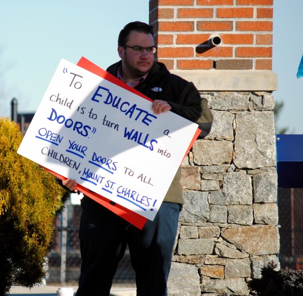 2016-03-05 Mt St Charles trans exclusion policy protest 023