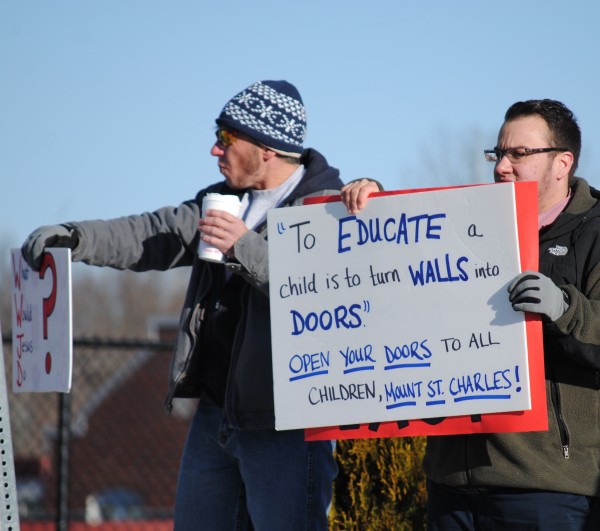2016-03-05 Mt St Charles trans exclusion policy protest 027