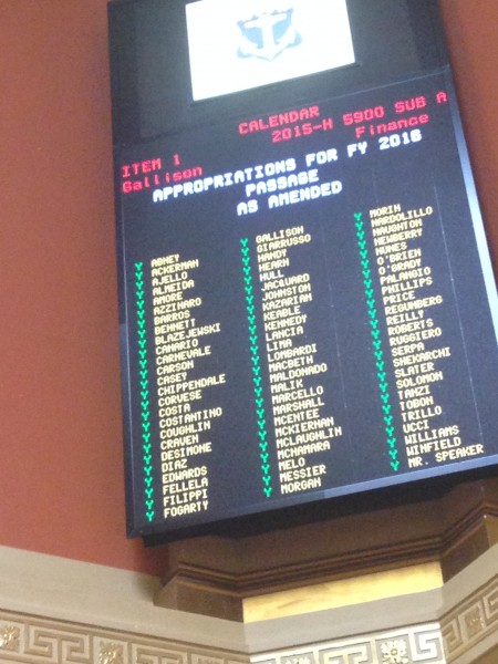 Photo of the final House vote on the FY16 budget