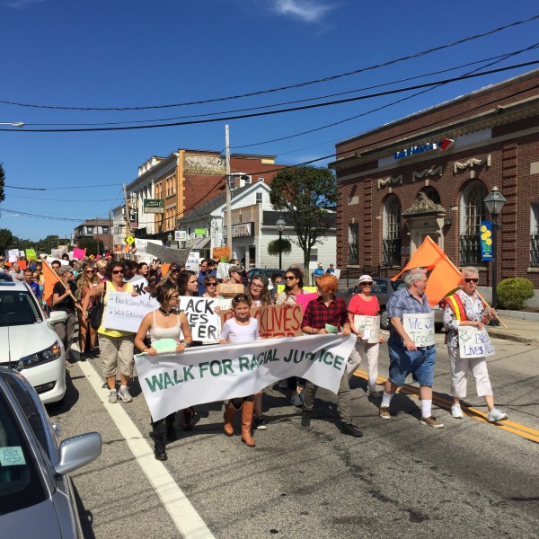 The March for Racial Justice head down Main Street in East Greenwich, on Sunday, Sept. 20.