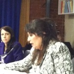 Reps. Karen MacBeth (L) and Charlene Lima offer testimony on limiting and/or eliminating payment to 38 Studios bondholders.