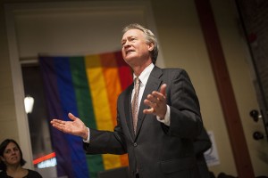 Gov. Chafee pleads for Rhode Island to recognize equal rights for same sex couples. (Photo by Ryan Conaty)