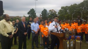 Chief Clements addressing the crowd