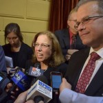Senate President Paiva Weed and House Speaker Mattiello. Photo by Steve Klamkin, WPRO News