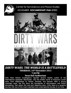 Dirty Wars: The World is a Battlefield,  URI, Kingston, Swan Hall, Thursday Nov. 14, 2013, 7:30 pm 