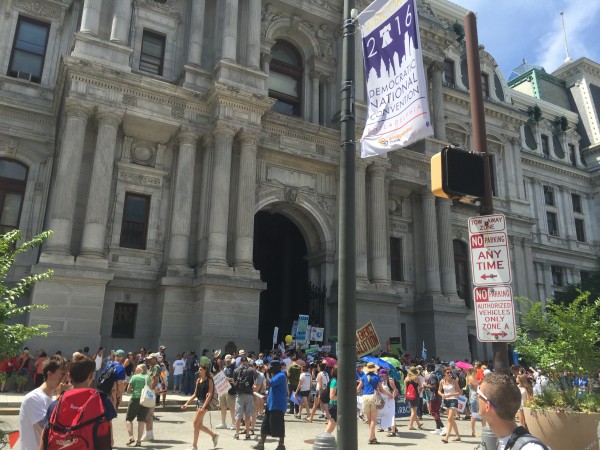 March getting organized at Philadelphia City Hall.