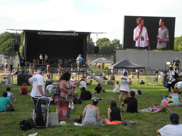 The main stage at FDR Park, where the marchers ended up, and which will host rallies and events all week.