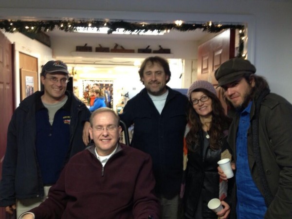 From left to right: Tom Sgouros, Jim Langevin, Bob Plain. Kristen Howard, some guy from New York. (Photo by Seth Klaiman) 