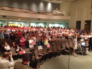 Unon members and residents packed a North Kingstown School Committee meeting. 