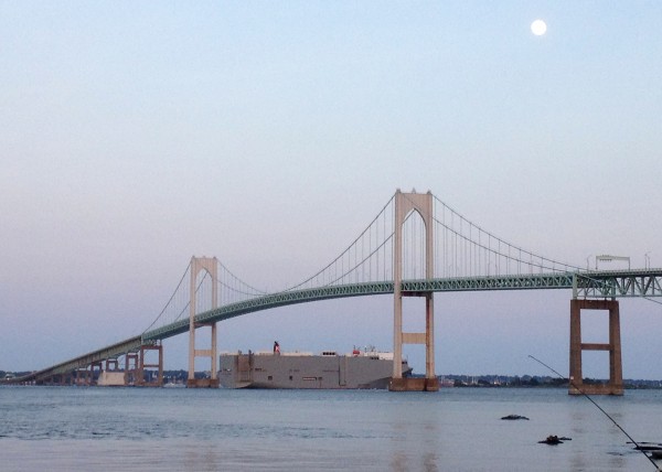 Tanker under the Newport Bridge.