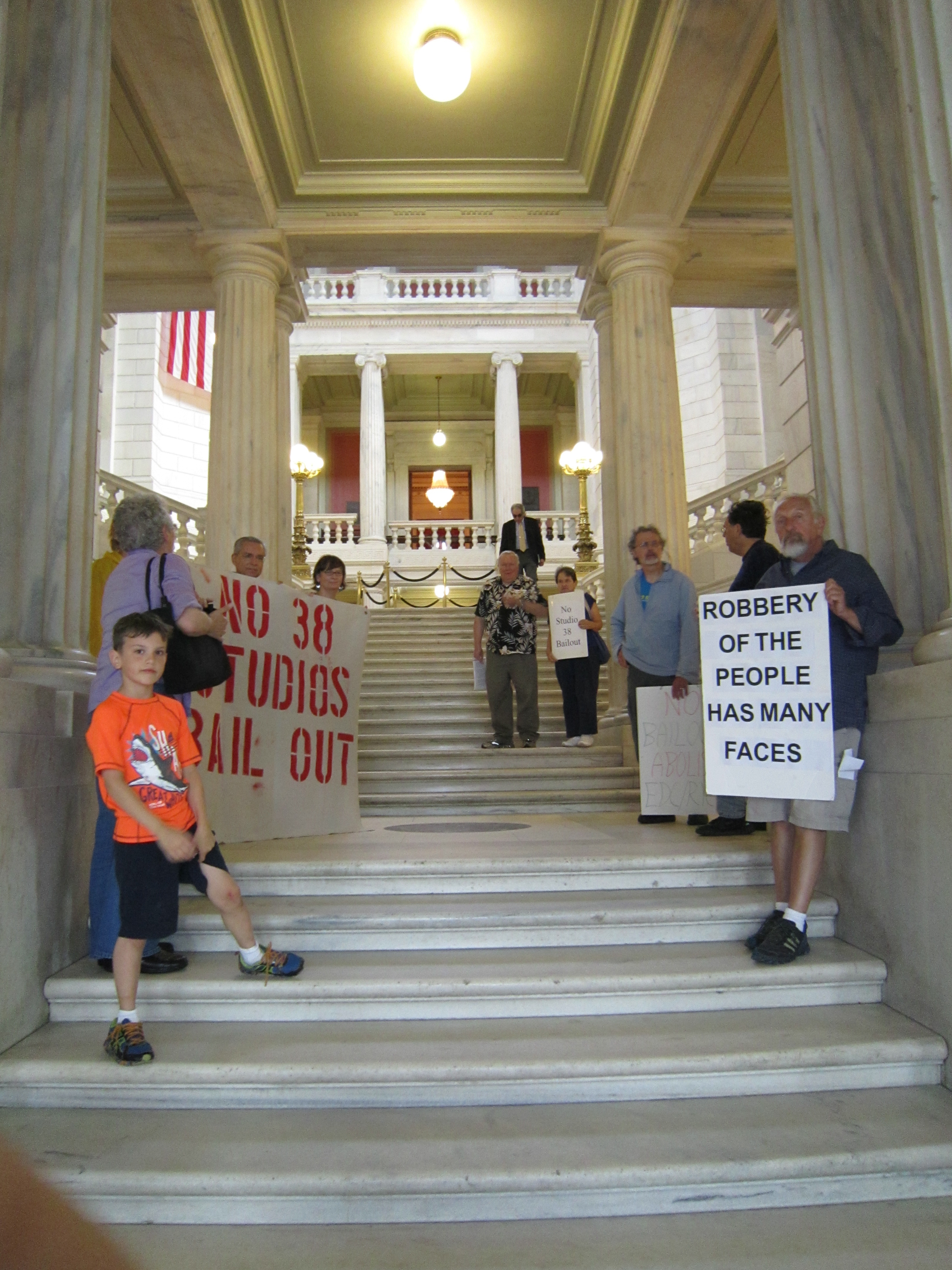 Occupy Providence and friends about to deliver a no bailout petition at the Rhode Island State House